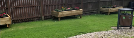 ek mens shed build planters for Hunter House